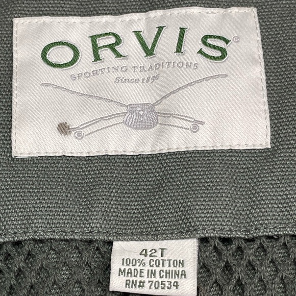 Vintage ORVIS Safari Jacket Hunting Coat SAGE GREEN Elbow Patch Men’s 42 TALL - Picture 8 of 10